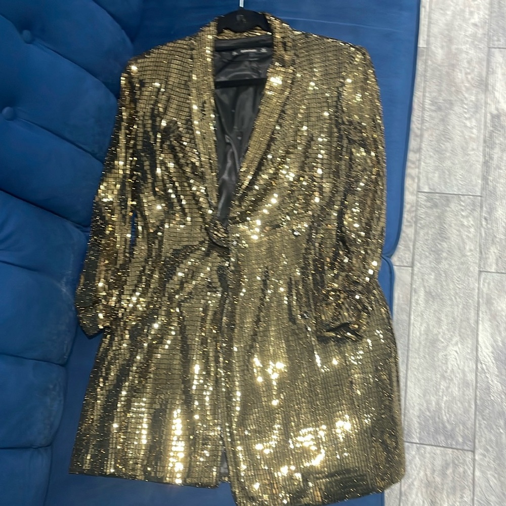 Zara gold blazer dress